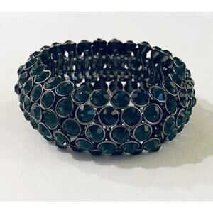 Crystal Gun Metal Stretch Bracelet